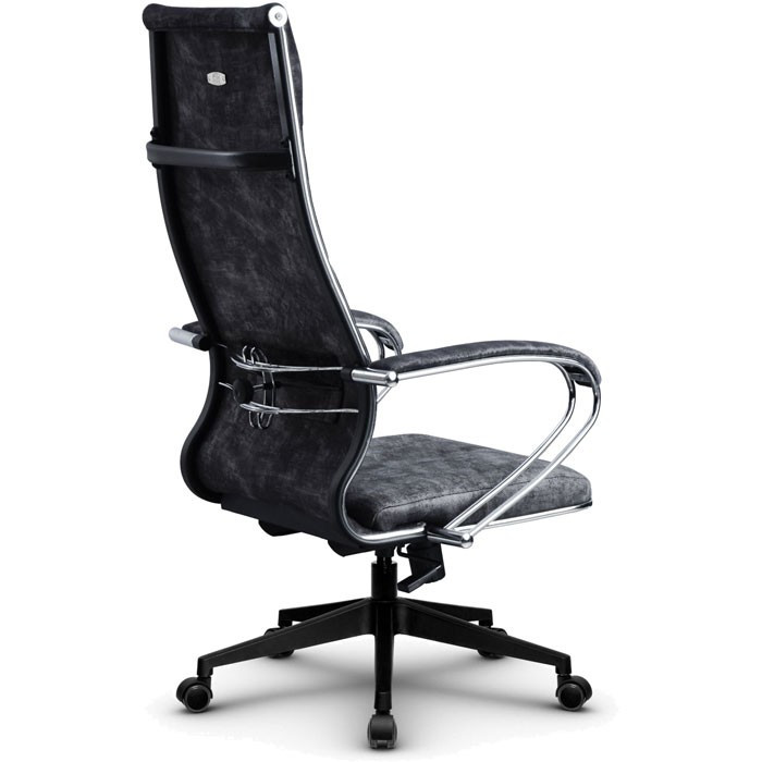Кресло для руководителя Метта L 1m 42/K118 темно-серый, велюр, топ-ган, крестовина хром