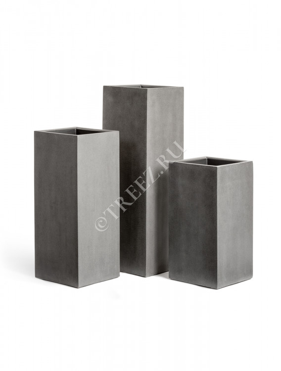 Кашпо TREEZ Effectory - Beton - Высокий куб - Тёмно-серый бетон 41.3317-02-010-GR-97